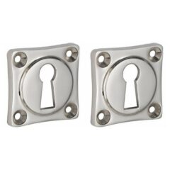 Set van twee sleutelplaatjes vierkant 39 mm glans nikkel