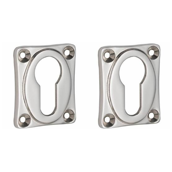 Set van twee PC-plaatjes vierkant 47x39 mm glans nikkel