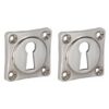 Set van twee Sleutelplaatjes vierkant 39 mm mat nikkel ongelakt