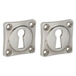 Set van twee Sleutelplaatjes vierkant 39 mm mat nikkel ongelakt