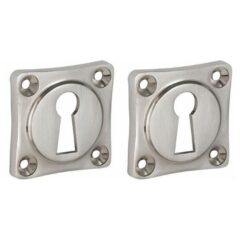 Set van twee Sleutelplaatjes vierkant 39 mm mat nikkel ongelakt