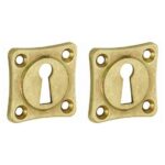 Set van twee Sleutelplaatjes Vierkant 38 mm messing antiek
