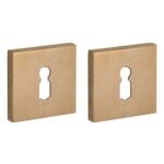 Set van twee Sleutelplaatjes Bauhaus verdekt messing antiek