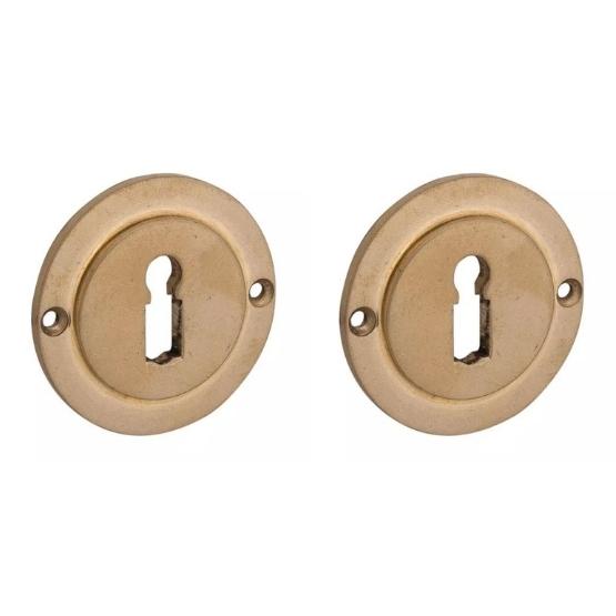 Set van twee sleutelplaatjes Chemin de Fer 40mm BB messing antiek