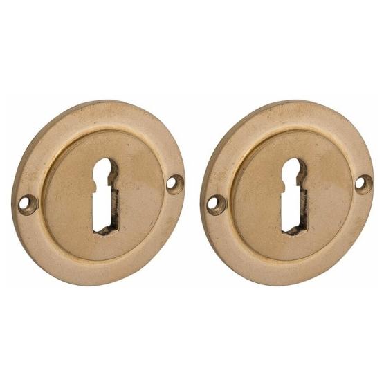 Set van twee sleutelplaatjes Chemin de Fer 50mm BB messing antiek