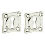 Set van twee sleutelplaatjes vierkant 38 mm glans nikkel