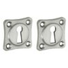Set van twee Sleutelplaatjes vierkant 38 mm mat nikkel ongelakt