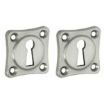 Set van twee Sleutelplaatjes vierkant 38 mm mat nikkel ongelakt