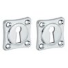 Set van twee Sleutelplaatjes Vierkant 38 mm glans chroom