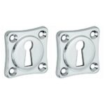 Set van twee Sleutelplaatjes Vierkant 38 mm glans chroom