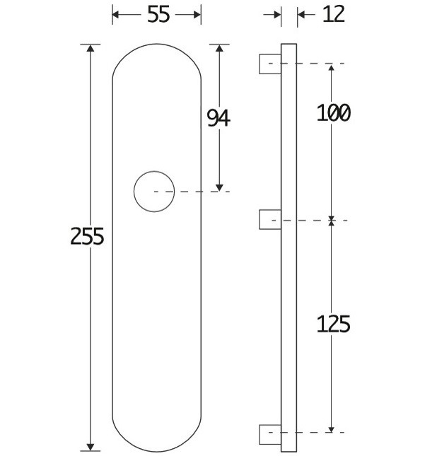 SKG3 ovaal schild blind buiten mat nikkel PVD