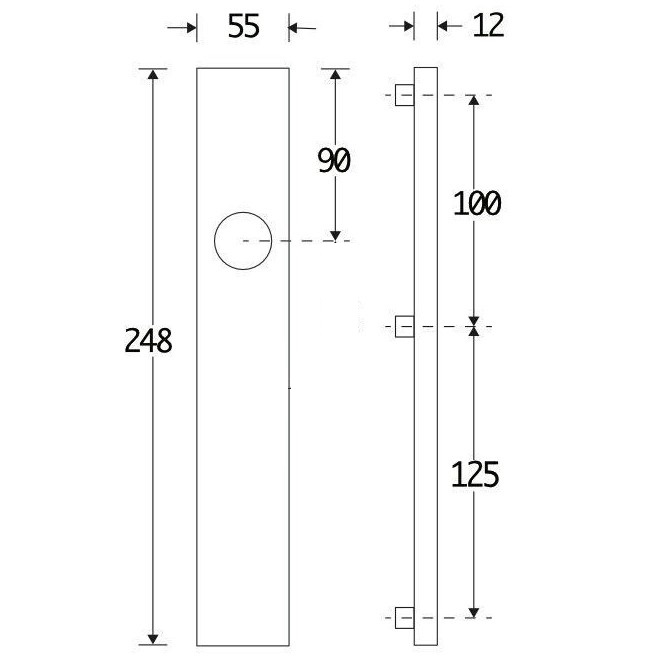 SKG3 rechthoekig schild blind buiten messing PVD