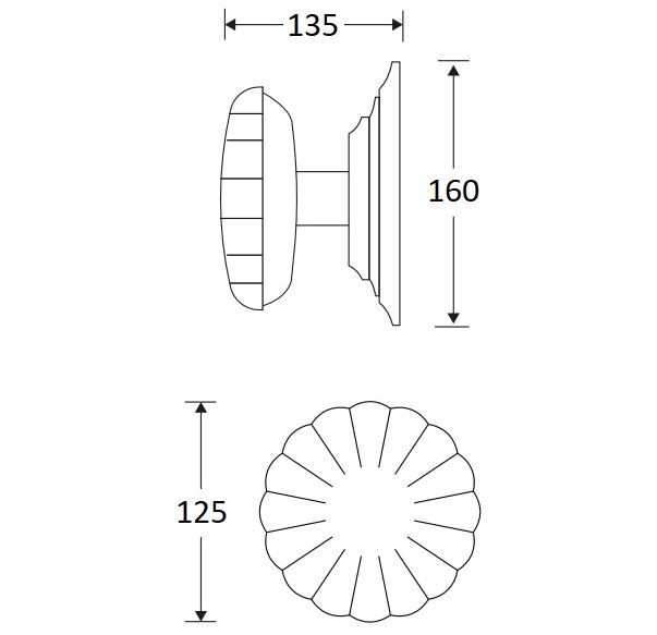 Voordeurknop Nouveau 125mm messing ongelakt