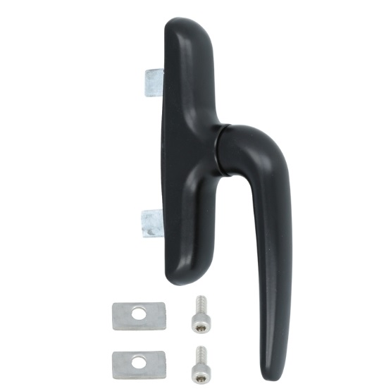 Raamgreep voor naar buiten draaiende ramen aluminium zwart