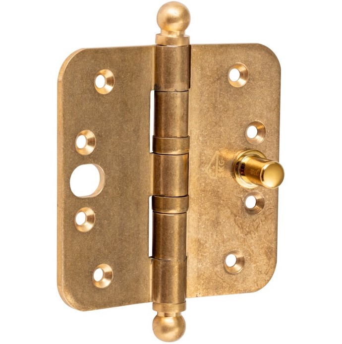 Kogellagerscharnier SKG3 89x89 ronde hoek bol messing antiek