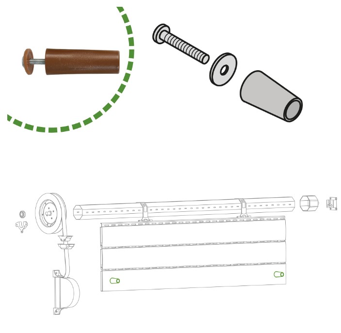 Stopper voor rolluiken 40 mm brons