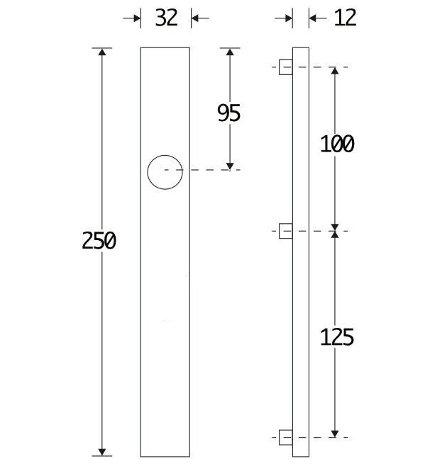 SKG3 rechthoekig smal schild blind buiten messing antiek