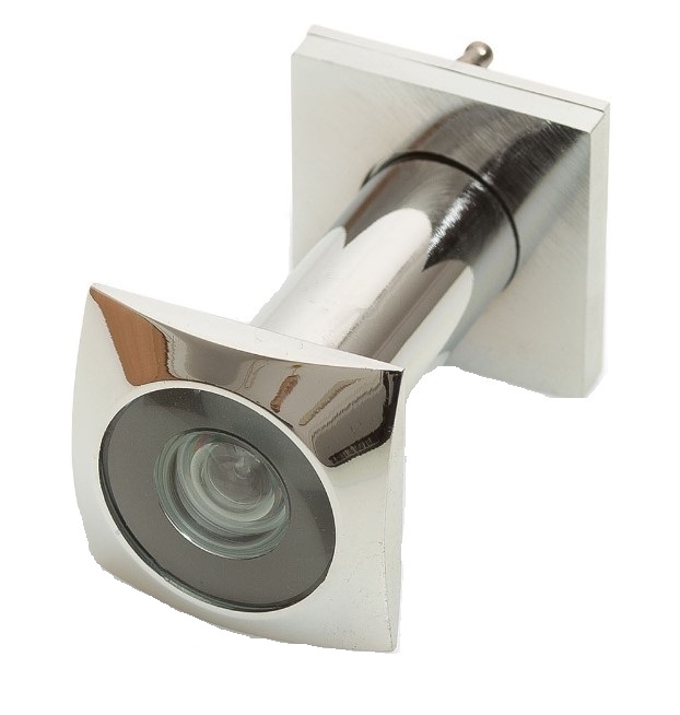 Deurspion vierkant 200° voor deurdikte 40-65 messing verchroomd