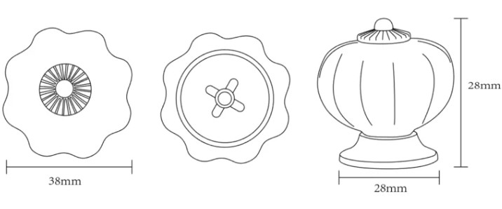 Meubelknop pompoen 38 mm porselein wit