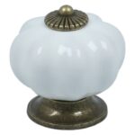 Meubelknop pompoen 38 mm porselein wit