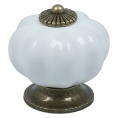 Meubelknop pompoen 38 mm porselein wit