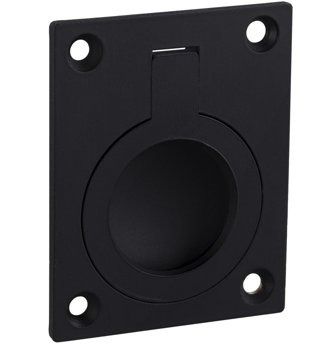 Luikring rechthoekig 50x38 mm mat zwart