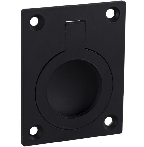 Luikring rechthoekig 60x47 mm mat zwart