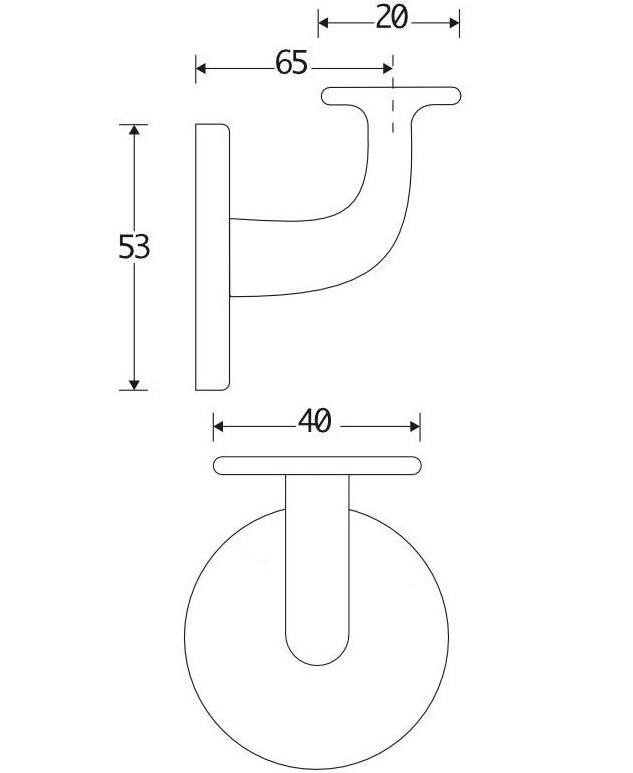 Leuninghouder Elegant vlak M8 mat zwart