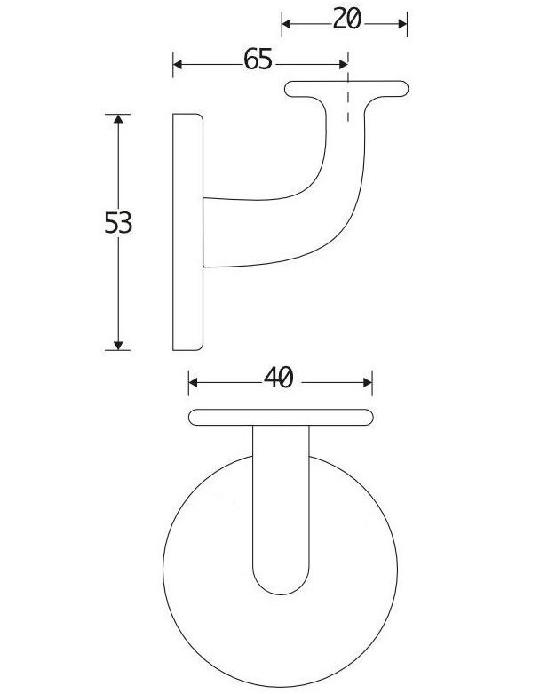 Leuninghouder Elegant hol M8 mat zwart