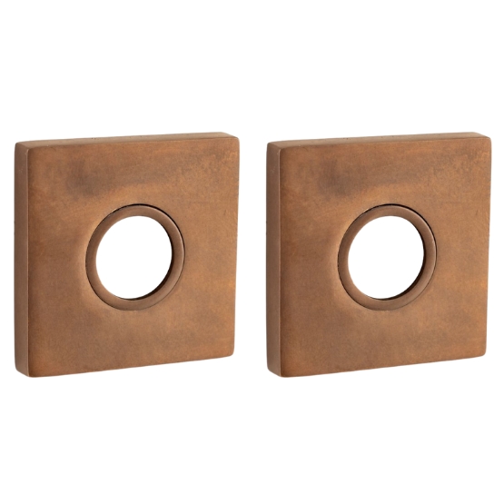 Set van twee krukrozetten Bauhaus verdekt messing antiek brons