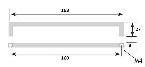 Greep Recht 8x8 rvs-Look 160 mm - Afbeelding 2
