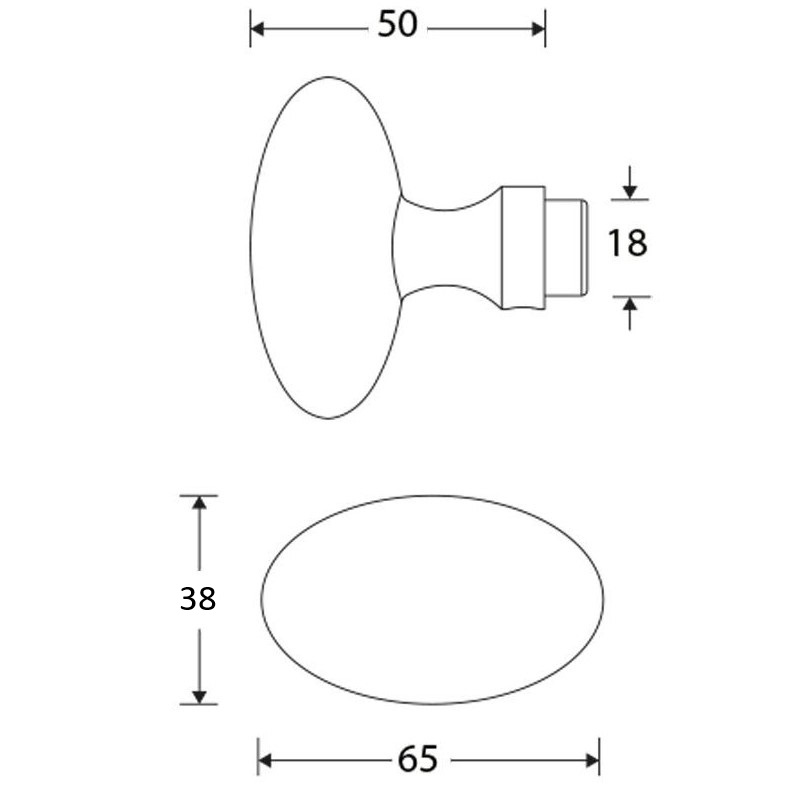 Knopkruk Ei 65x38 mm mat chroom