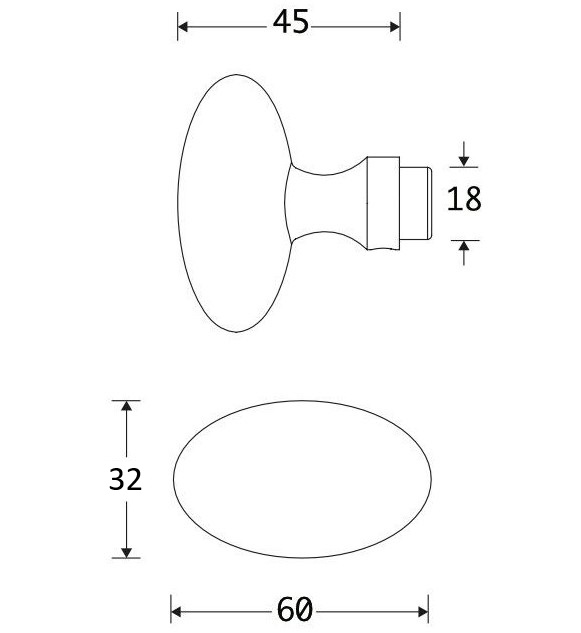 Knopkruk Ei 60x32 mm messing antiek