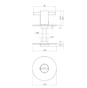 Intersteel WC-sluiting 5 mm Renovatie Zelfklevend Rond Plat 55x2 mm RVS Zwart