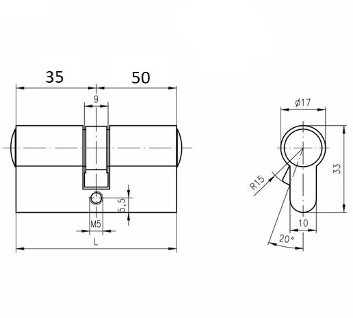 DOM Plura cilinder 35/50 SKG2 zwart - Afbeelding 2
