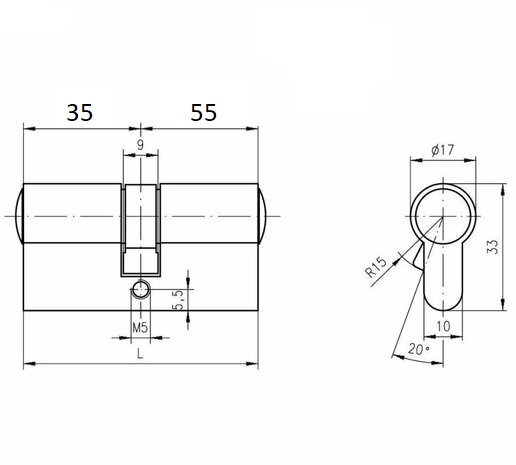 DOM Plura cilinder 35/55 SKG2 zwart - Afbeelding 2
