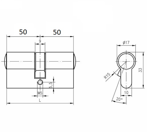 DOM Plura cilinder 50/50 SKG2 zwart - Afbeelding 2
