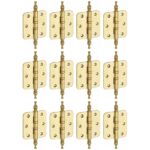 Set van 12 kogellagerscharnieren 89x89 ronde hoek vaas messing ongelakt
