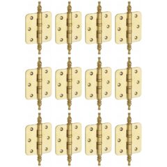 Set van 12 kogellagerscharnieren 89x89 ronde hoek vaas messing ongelakt