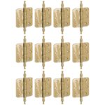 Set van 12 kogellagerscharnieren 76x76 ronde hoek vaas messing antiek