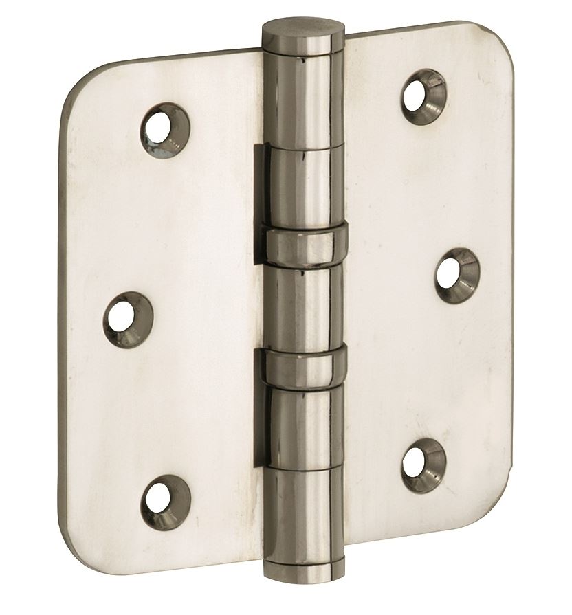 Set van 12 kogellagerscharnieren 76x76 ronde hoek vlak glans nikkel