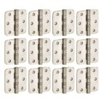 Set van 12 kogellagerscharnieren 89x89 ronde hoek vlak glans nikkel