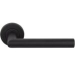Deurkruk Marc met ring op ronde rozet mat zwart