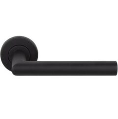 Deurkruk Marc met ring op ronde rozet mat zwart