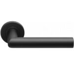 Deurkruk Marc XL met ring op ronde rozet mat zwart