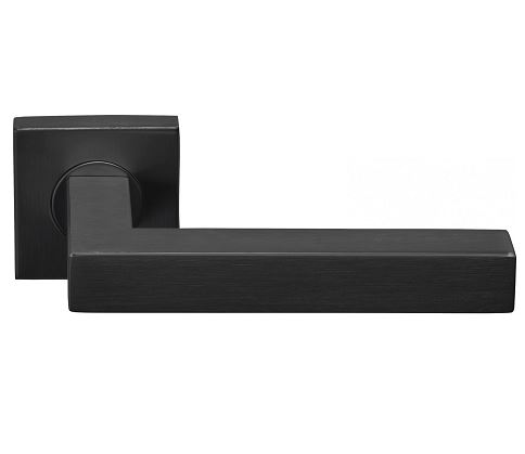 Deurkruk Basis Vierkant op geveerd rozet PVD gunmetal