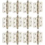 Set van 12 kogellagerscharnieren 89x89 ronde hoek bol glans nikkel