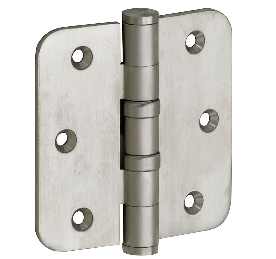 Set van 12 kogellagerscharnieren 76x76 ronde hoek vlak mat nikkel ongelakt