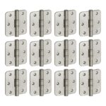Set van 12 kogellagerscharnieren 89x89 ronde hoek vlak mat nikkel ongelakt