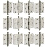 Set van 12 kogellagerscharnieren 89x89 ronde hoek bol mat nikkel ongelakt